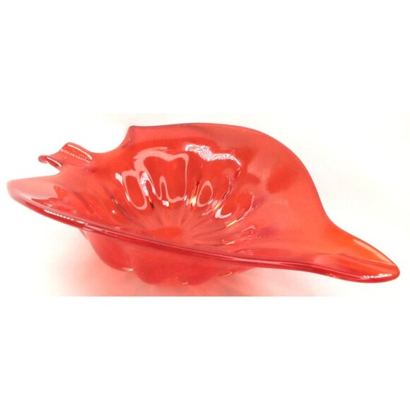 Mid Century Modern Console Bowl Orange Glass Murano Made In Italy 1960s - Picture 1 of 10